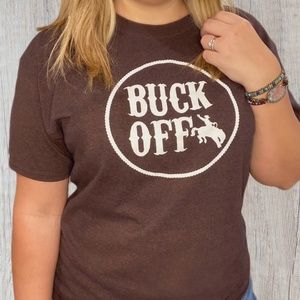 Brown BUCK OFF Large T-Shirt for Women, BUCK OFF Shirt, Graphic Tee, Western
